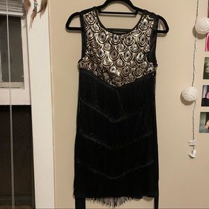 Black and Gold Flapper Dress